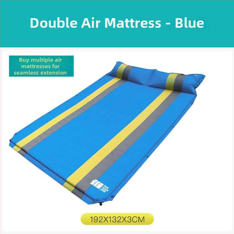 Explorer Spojiteľná PVC automatická nafukovacia karimatka na kempovanie – dvojlôžko alebo jednolôžko, 210T pongee PVC, 2.5 kg, nosnosť 500 kg