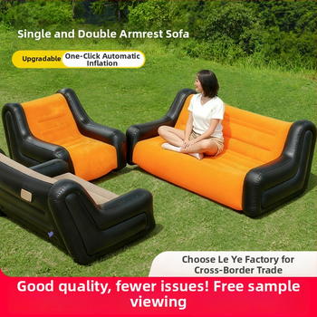 Felfújható kanapé karfákkal – 1–2 személyes kemping felfújható kanapé, PVC flocking, 0,55 mm vastagság, 5 kg tömeg