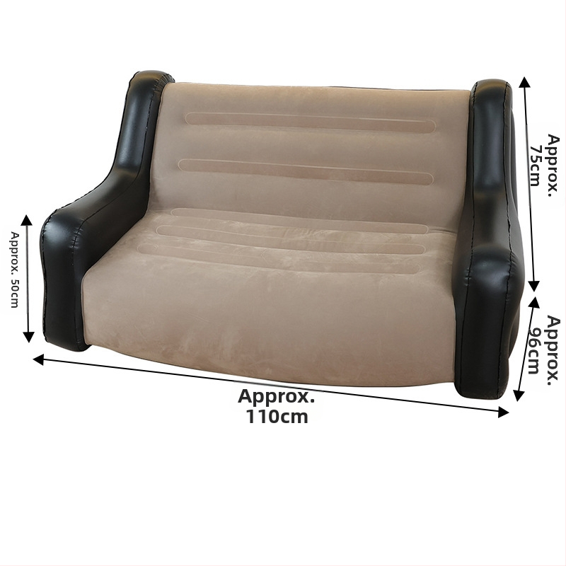 Felfújható kanapé karfákkal – 1–2 személyes kemping felfújható kanapé, PVC flocking, 0,55 mm vastagság, 5 kg tömeg