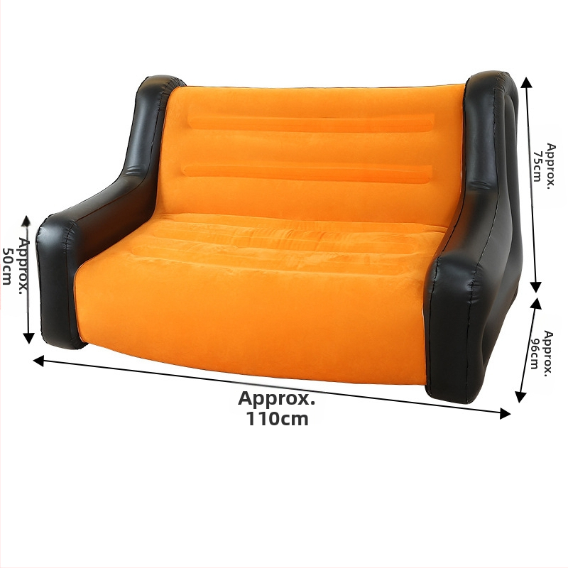 Felfújható kanapé karfákkal – 1–2 személyes kemping felfújható kanapé, PVC flocking, 0,55 mm vastagság, 5 kg tömeg