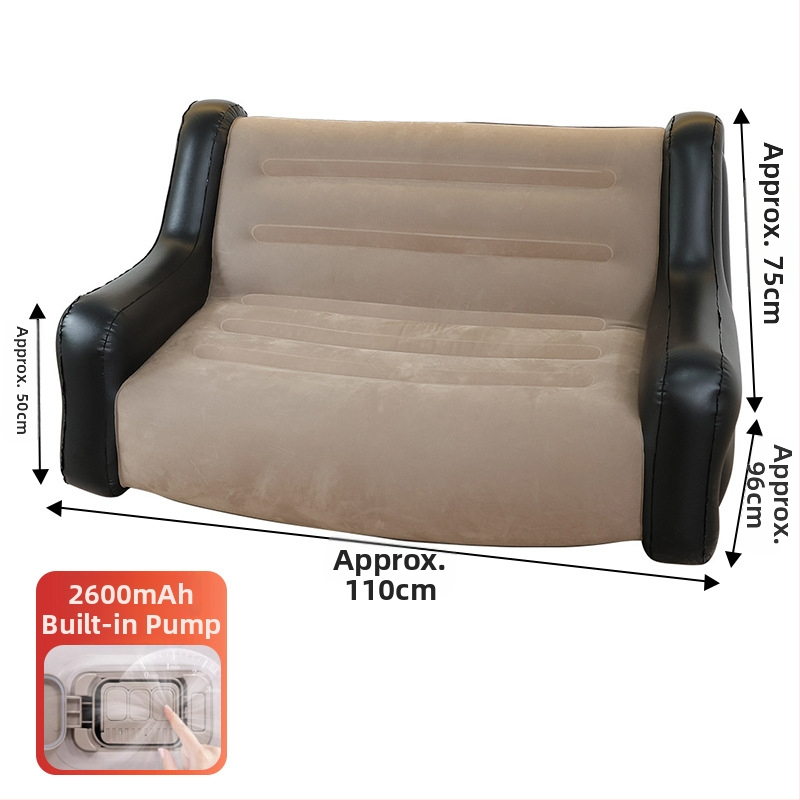 Felfújható kanapé karfákkal – 1–2 személyes kemping felfújható kanapé, PVC flocking, 0,55 mm vastagság, 5 kg tömeg