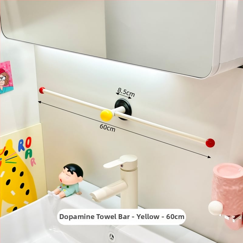 Suport de prosoape montat pe perete pentru baie, montaj fără găuri, ABS/PP material, poliță de depozitare