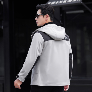 Ανδρικό γούνινο παρκά από γούνα κουνελιού με αποσπώμενο επένδυμα, κουκούλα, κοντό μήκος, εφαρμοστό στυλ