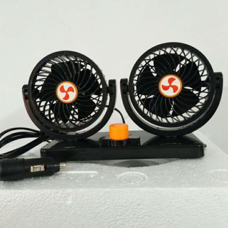 Automobilski ventilator s dvostrukom glavom, okretna glava, 12V, model EX-1005, plastičan