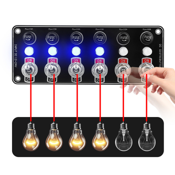 Youliang panel od 12-24V s 6 prekidača i 10A osiguračem, materijal staklena vlakna, model 6BG-6ST-2
