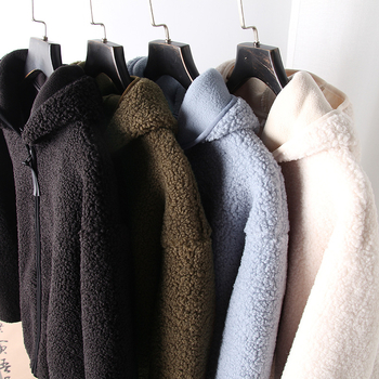 Ženski kapuljačasti kardigan sa zatvaračem - Chenille tkanina, Spandex <30%, polo ovratnik, slobodan kroj