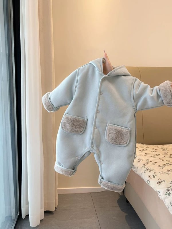 Ολόσωμο φλις ρούχο για μωρά, κορεατικού στιλ, 100% πολυεστέρας, για βρέφη και νήπια