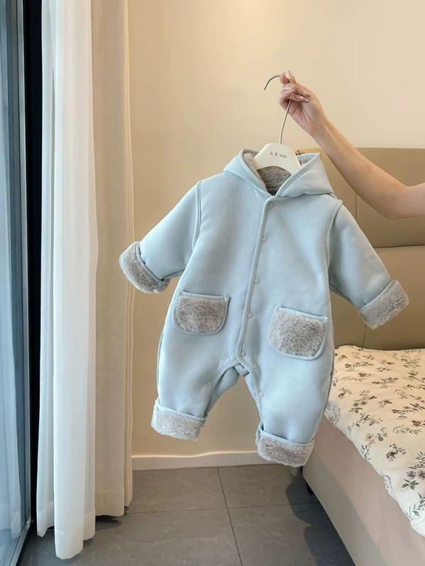 Ολόσωμο φλις ρούχο για μωρά, κορεατικού στιλ, 100% πολυεστέρας, για βρέφη και νήπια