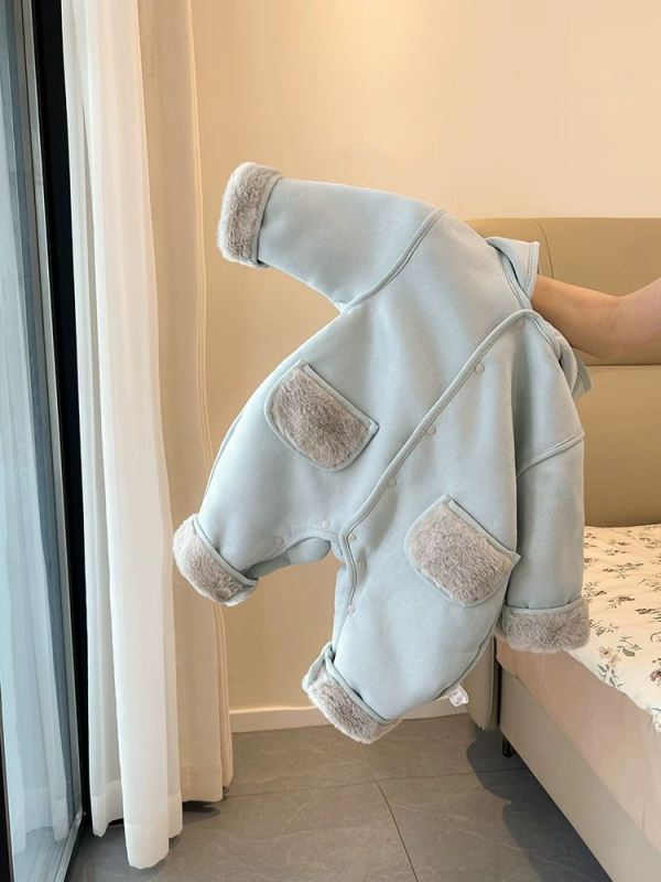 Ολόσωμο φλις ρούχο για μωρά, κορεατικού στιλ, 100% πολυεστέρας, για βρέφη και νήπια