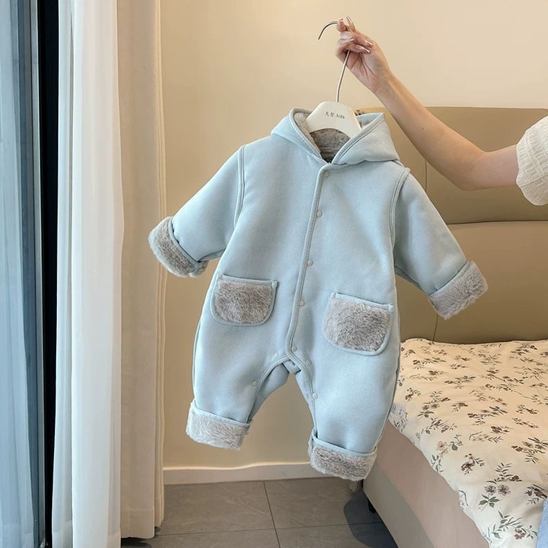 Ολόσωμο φλις ρούχο για μωρά, κορεατικού στιλ, 100% πολυεστέρας, για βρέφη και νήπια