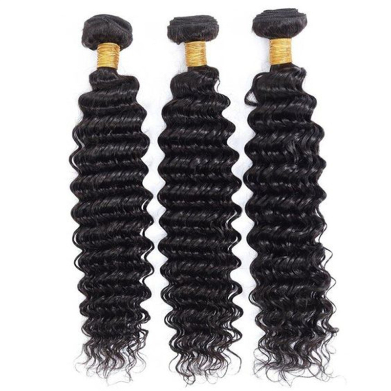 Perika s duboko valovitim dlakom od pravih ljudskih vlasi - Model Deep Wave Bundle; Obrada: Mehanizam; Može se obojiti; Podrijetlo: Henan
