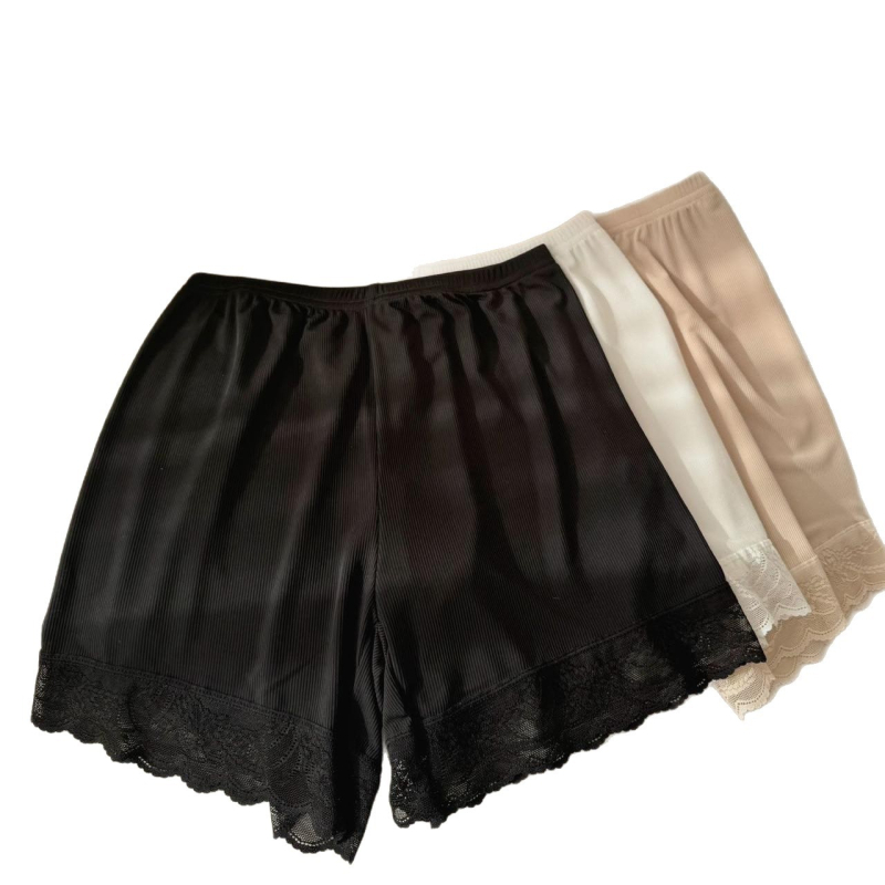 Ženske sigurnosne šorceve od ice silk s čipkom, prozračne, tanke, opuštenog kroja, Capri duljine