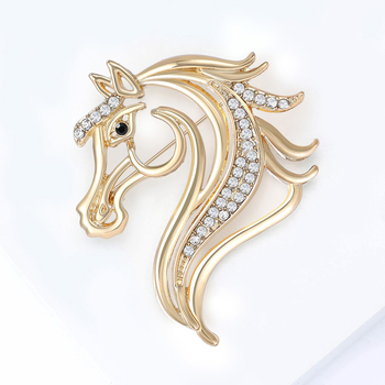 Broš s kristalima - kon u obliku životinje, unisex, dijamantno rezanje, marka Beautiful Jewelry