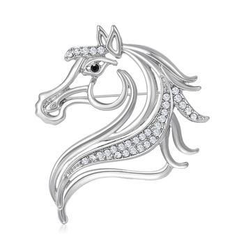 Broš s kristalima - kon u obliku životinje, unisex, dijamantno rezanje, marka Beautiful Jewelry