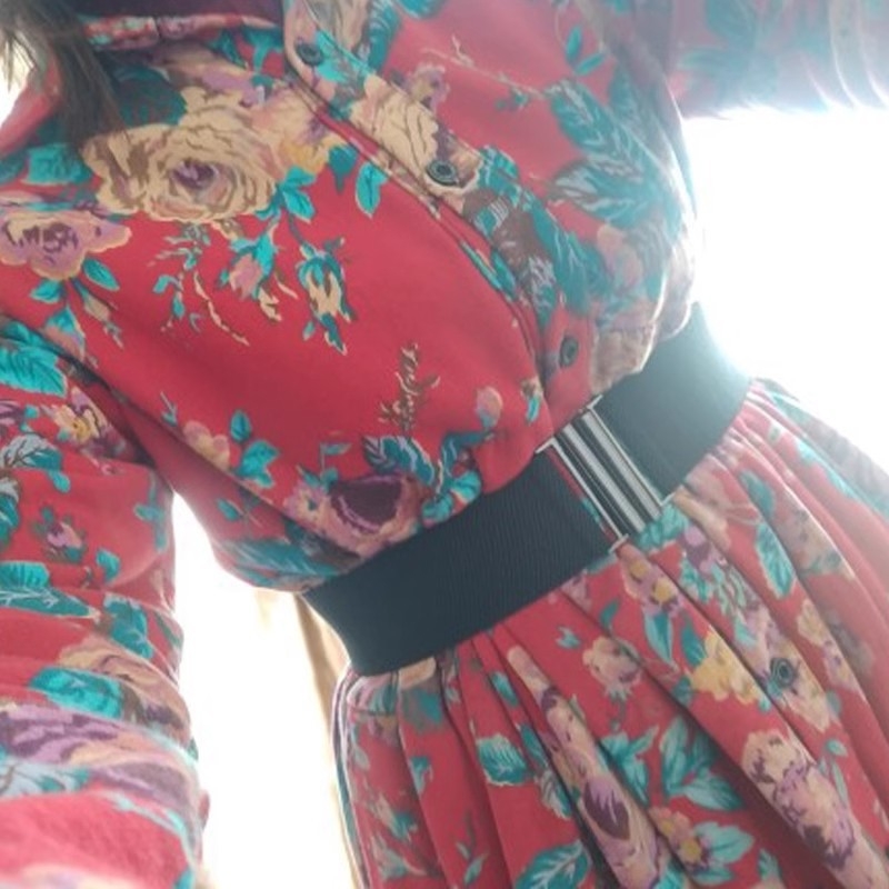 Curea de talie elastică pentru rochii și paltoane, stil coreean, cataramă din aliaj, închidere cu nasture, lățime peste 4 cm, primăvara 2025