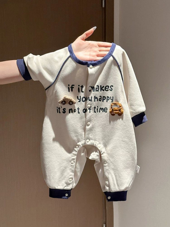 Βρεφικός ρόμπερ για Άνοιξη και Φθινόπωρο, 100% βαμβάκι, εκτύπωση καρτούν, νεογνά 0–12 μηνών