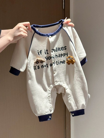 Βρεφικός ρόμπερ για Άνοιξη και Φθινόπωρο, 100% βαμβάκι, εκτύπωση καρτούν, νεογνά 0–12 μηνών