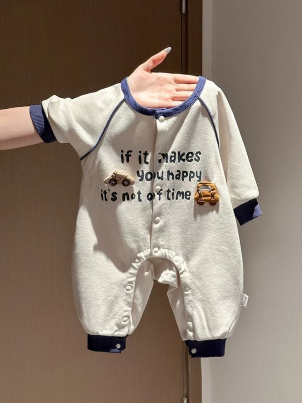 Βρεφικός ρόμπερ για Άνοιξη και Φθινόπωρο, 100% βαμβάκι, εκτύπωση καρτούν, νεογνά 0–12 μηνών