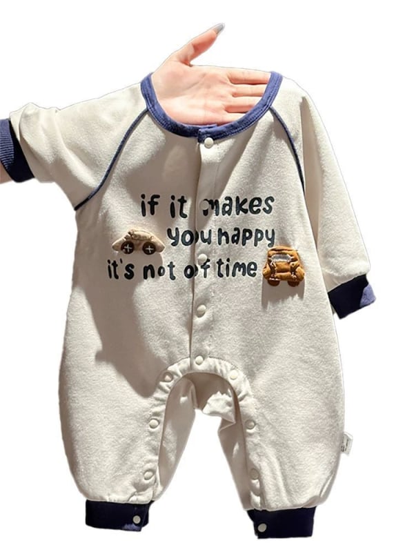 Βρεφικός ρόμπερ για Άνοιξη και Φθινόπωρο, 100% βαμβάκι, εκτύπωση καρτούν, νεογνά 0–12 μηνών