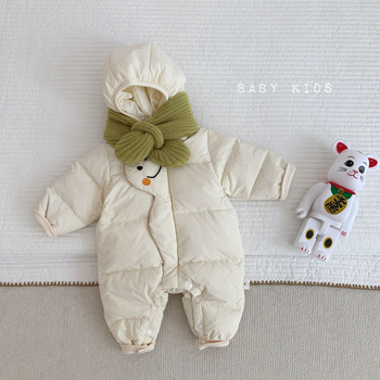 Βρεφικό χειμερινό ολόσωμο φορμάκι με παχιά επένδυση από γούνα κουνελιού - Κορεάτικό στυλ, για κορίτσια, νεογνά 0–1 έτους