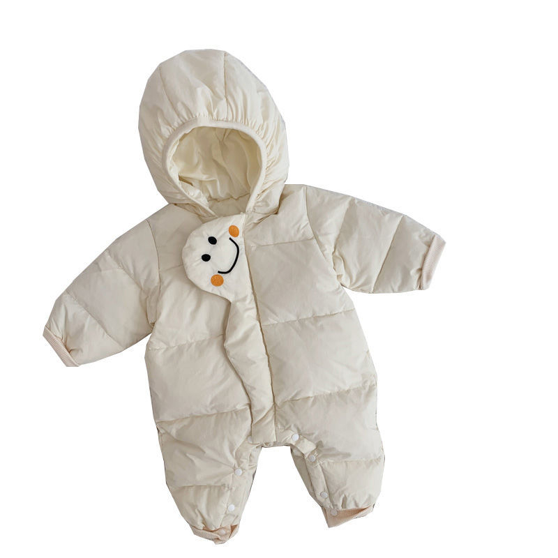 Βρεφικό χειμερινό ολόσωμο φορμάκι με παχιά επένδυση από γούνα κουνελιού - Κορεάτικό στυλ, για κορίτσια, νεογνά 0–1 έτους