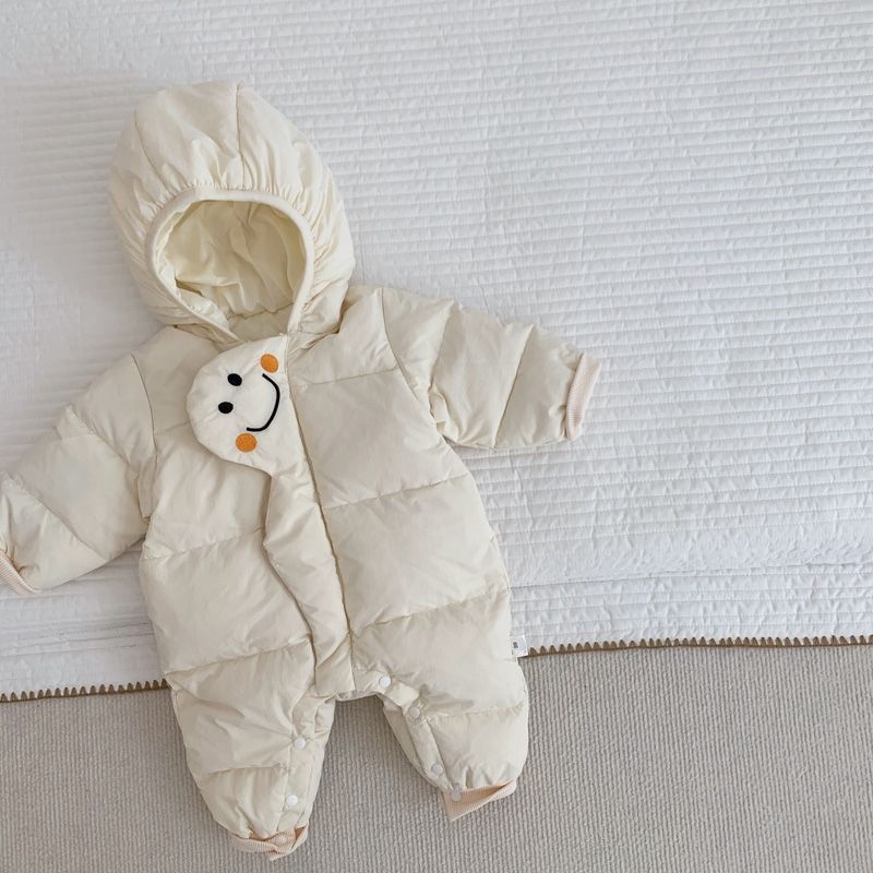 Βρεφικό χειμερινό ολόσωμο φορμάκι με παχιά επένδυση από γούνα κουνελιού - Κορεάτικό στυλ, για κορίτσια, νεογνά 0–1 έτους