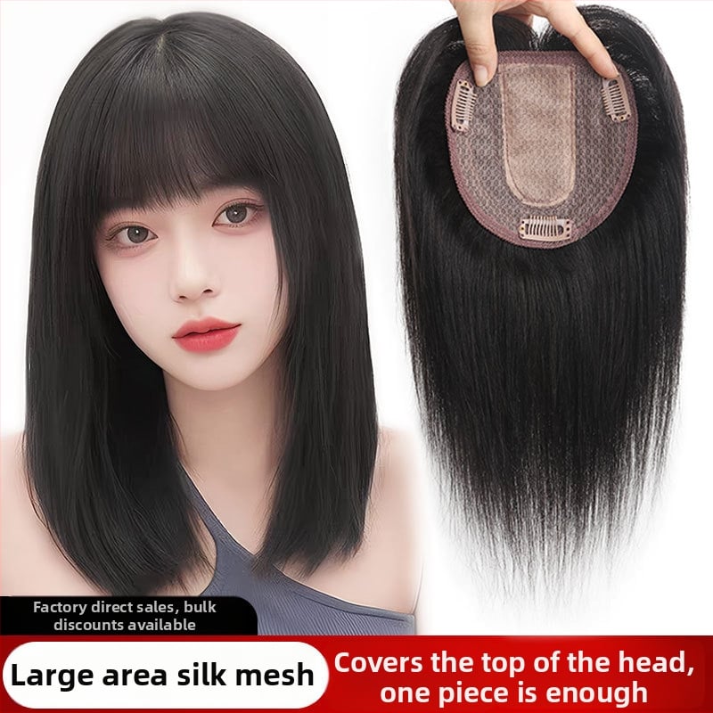 Dio perike za žene – Prava ljudska kosa, ravna, Model 1313 Silkworm Silk Mesh, može se obojiti
