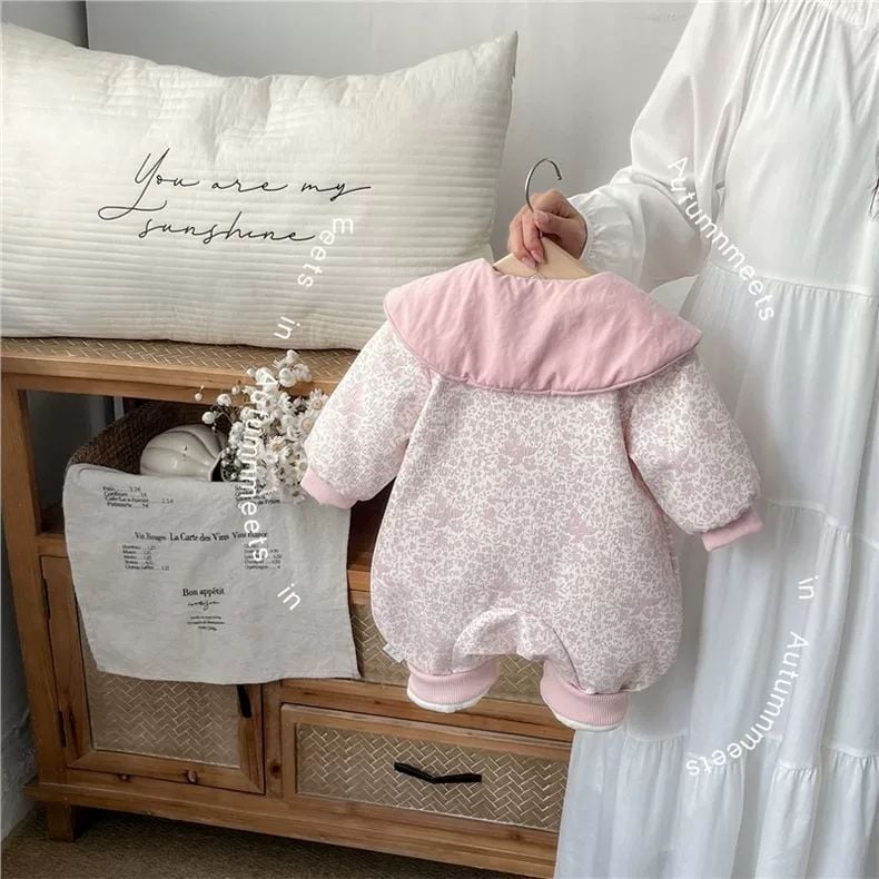 Κορεάτικου στυλ ολόσωμο φορμάκι για νεογέννητες κορίτσσια, από corduroy, βαμβάκι 80-90%, για ηλικίες 0-1 έτους, άνοιξη-φθινοπωρο
