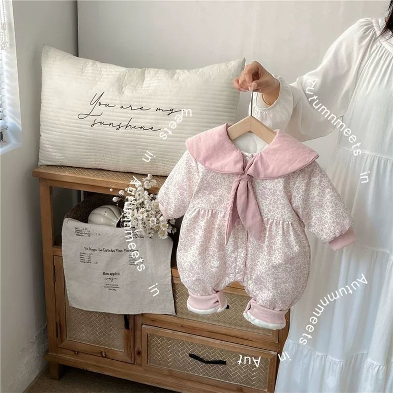 Κορεάτικου στυλ ολόσωμο φορμάκι για νεογέννητες κορίτσσια, από corduroy, βαμβάκι 80-90%, για ηλικίες 0-1 έτους, άνοιξη-φθινοπωρο