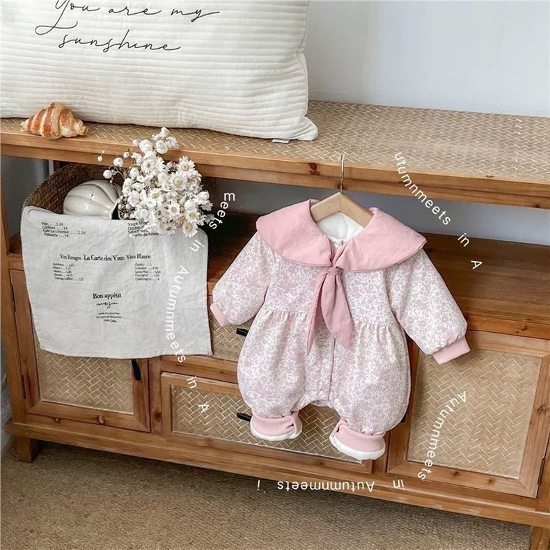Κορεάτικου στυλ ολόσωμο φορμάκι για νεογέννητες κορίτσσια, από corduroy, βαμβάκι 80-90%, για ηλικίες 0-1 έτους, άνοιξη-φθινοπωρο