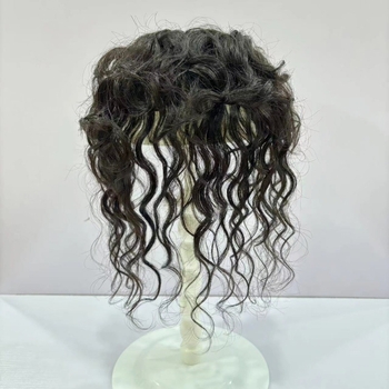 Komad zamjenske perike od pravih ljudskih vlasi, ručno tkan, volumenski stil, model f79, može se bojiti