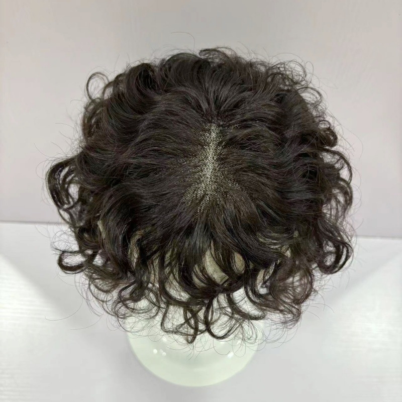 Komad zamjenske perike od pravih ljudskih vlasi, ručno tkan, volumenski stil, model f79, može se bojiti