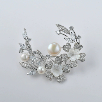 Καρφίτσα σε σχήμα λουλουδιού από χαλκό, επιχρυσωμένες τεχνητές πέτρες και μαργαριτάρι σε επένδυση, κατάλληλη για άνδρες και γυναίκες, απλό στυλ