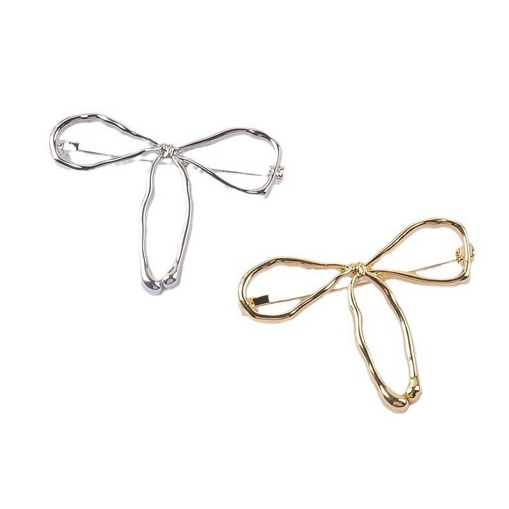 Bros s mašnicom za kapute i pulovere — legura, elektroplatiranje, dekorativno, dvostruka upotreba, sigurno pričvršćivanje