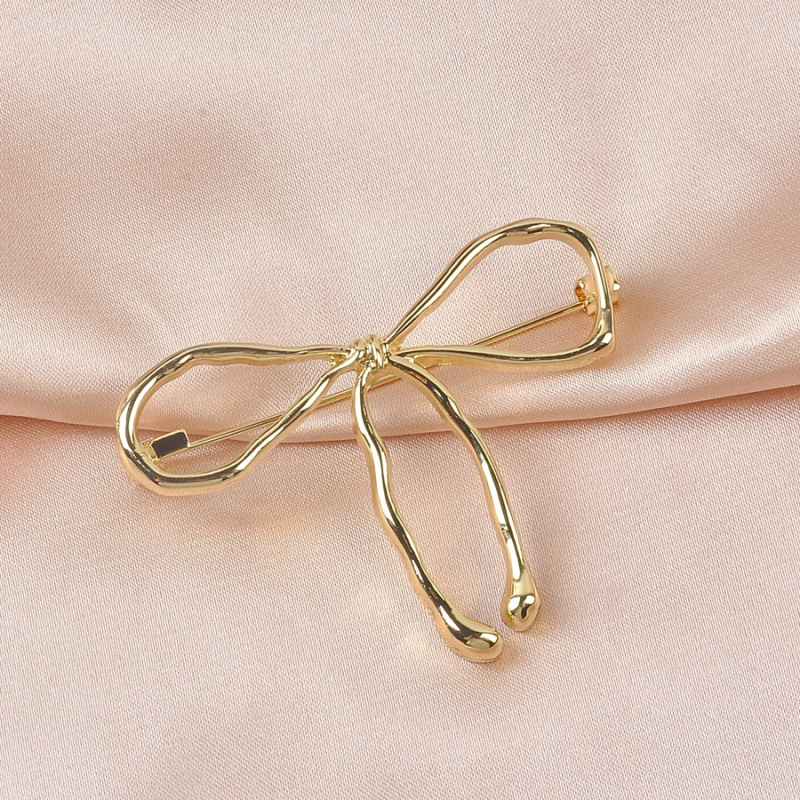 Bros s mašnicom za kapute i pulovere — legura, elektroplatiranje, dekorativno, dvostruka upotreba, sigurno pričvršćivanje