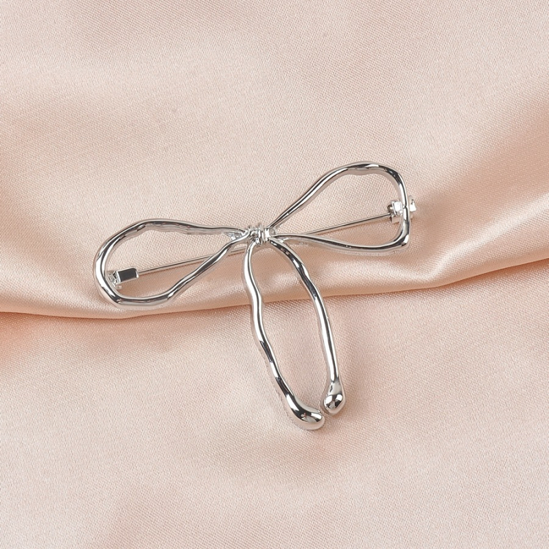 Bros s mašnicom za kapute i pulovere — legura, elektroplatiranje, dekorativno, dvostruka upotreba, sigurno pričvršćivanje