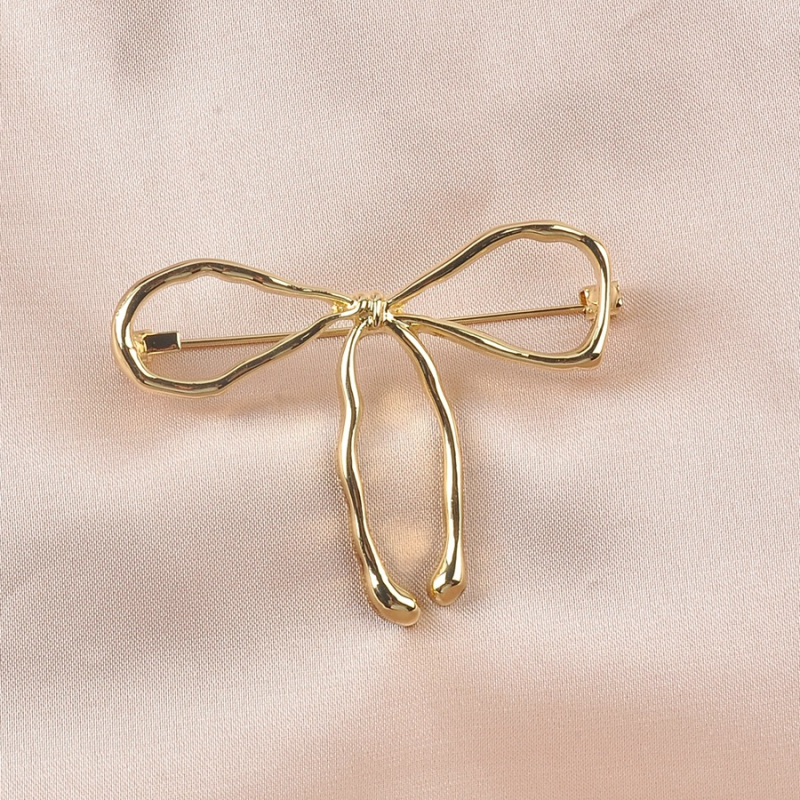 Bros s mašnicom za kapute i pulovere — legura, elektroplatiranje, dekorativno, dvostruka upotreba, sigurno pričvršćivanje