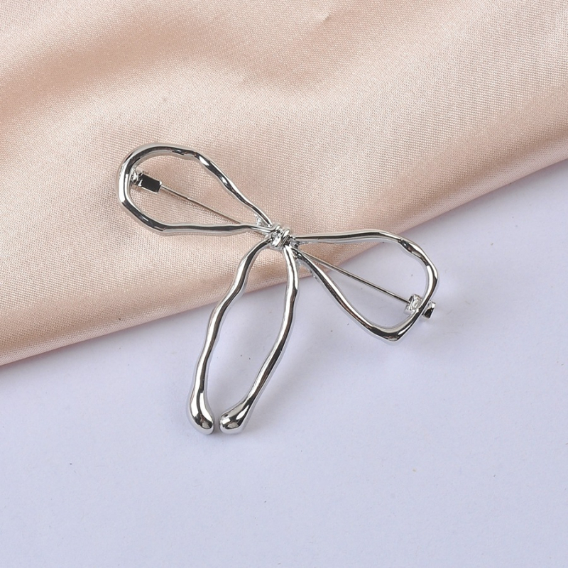 Bros s mašnicom za kapute i pulovere — legura, elektroplatiranje, dekorativno, dvostruka upotreba, sigurno pričvršćivanje