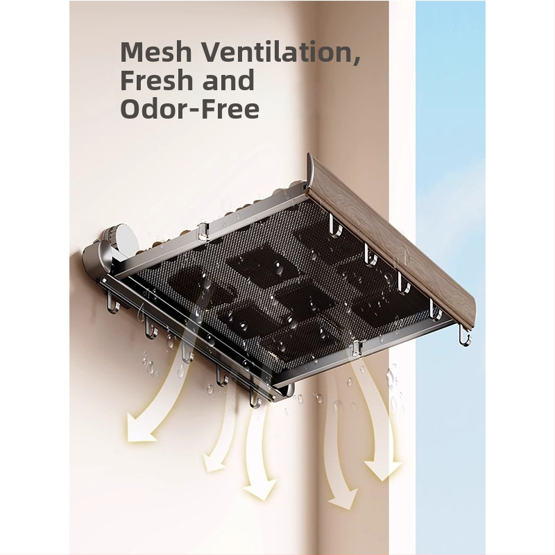 Raft de prosoape cu ventuză, retractabil, pentru baie, montaj fără găuri, din aliaj de aluminiu și ABS