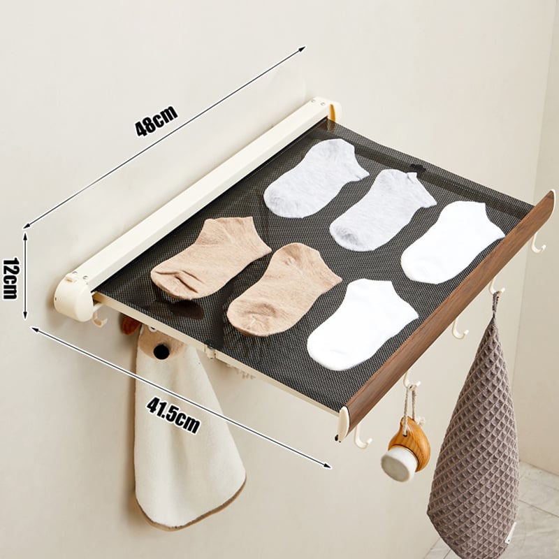 Raft de prosoape cu ventuză, retractabil, pentru baie, montaj fără găuri, din aliaj de aluminiu și ABS