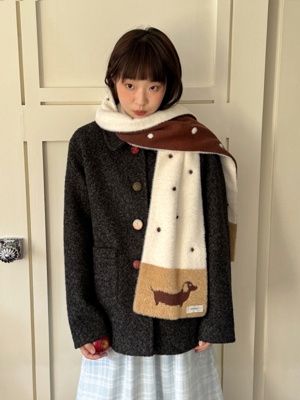 notheCase Puppy Gallery двустранен шал с точков модел, 100% памук, warp-knitted, топъл