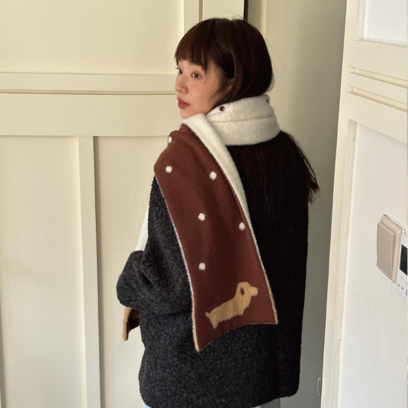 notheCase Puppy Gallery двустранен шал с точков модел, 100% памук, warp-knitted, топъл