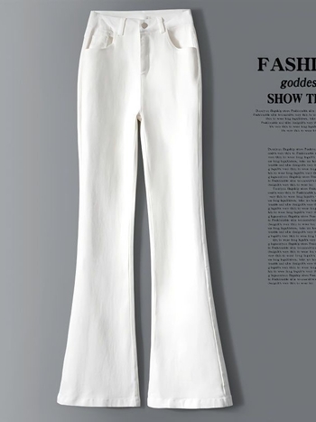 Traperice s kliznim krojem, visokim pojasom, fleece podstava, pamuk denim 70-80%