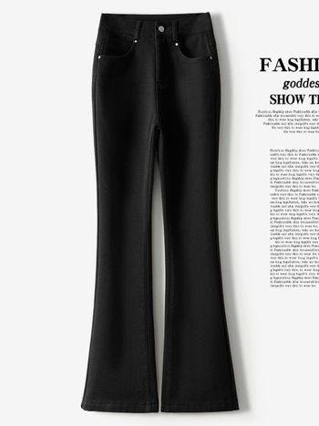 Traperice s kliznim krojem, visokim pojasom, fleece podstava, pamuk denim 70-80%