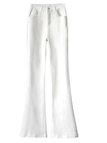 Traperice s kliznim krojem, visokim pojasom, fleece podstava, pamuk denim 70-80%