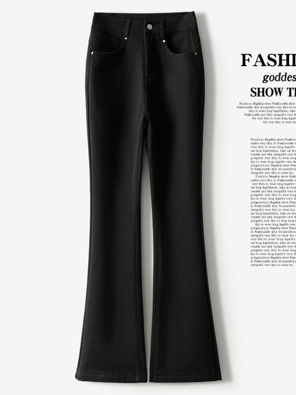 Traperice s kliznim krojem, visokim pojasom, fleece podstava, pamuk denim 70-80%