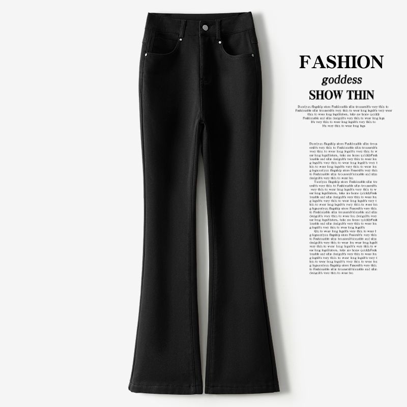 Traperice s kliznim krojem, visokim pojasom, fleece podstava, pamuk denim 70-80%