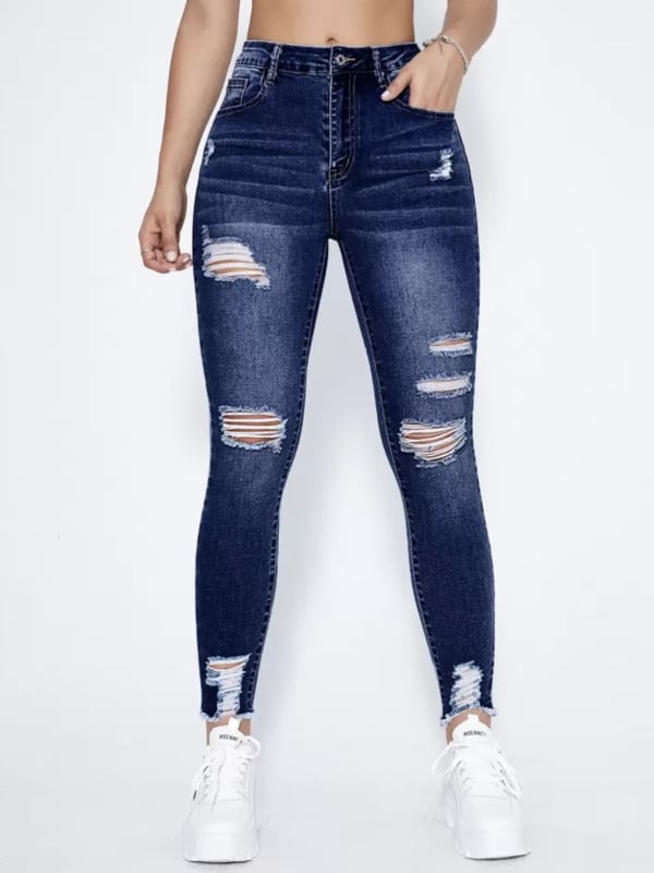 Traperice – uski kroj, visok pas, denim, pamuk 50-70%, rastezljive