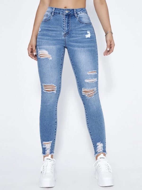 Traperice – uski kroj, visok pas, denim, pamuk 50-70%, rastezljive