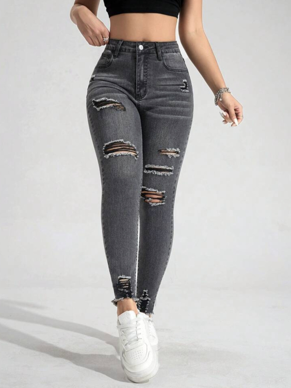 Traperice – uski kroj, visok pas, denim, pamuk 50-70%, rastezljive